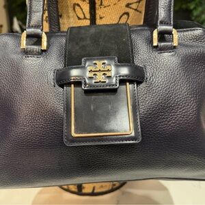 Tory Burch Elegant Blue  Leather Handbag